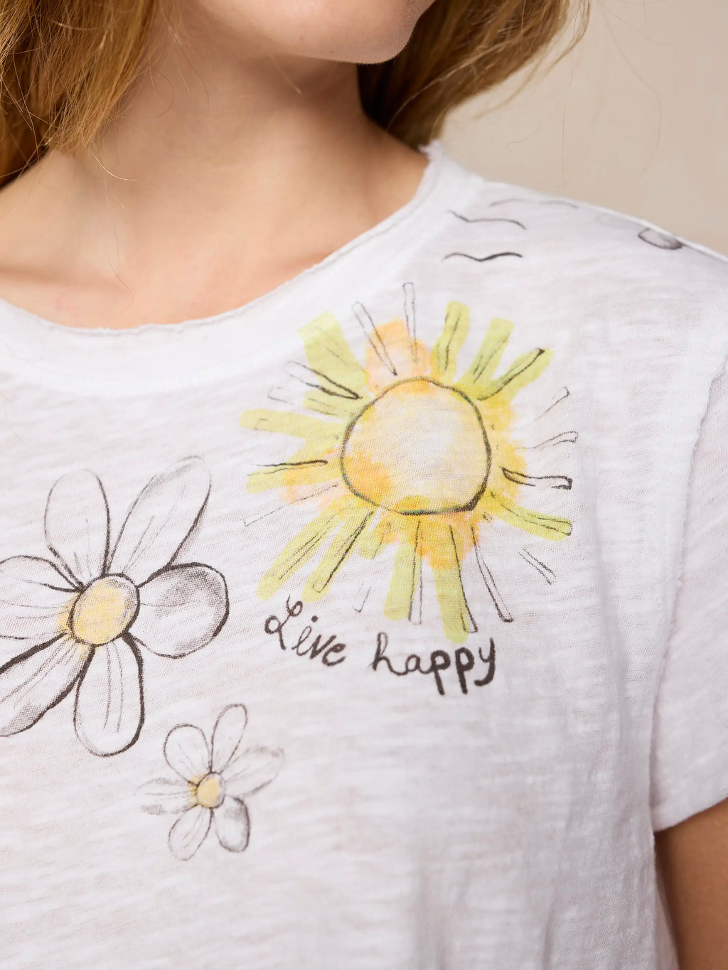 Aiden Cotton Tee - White Live Happy