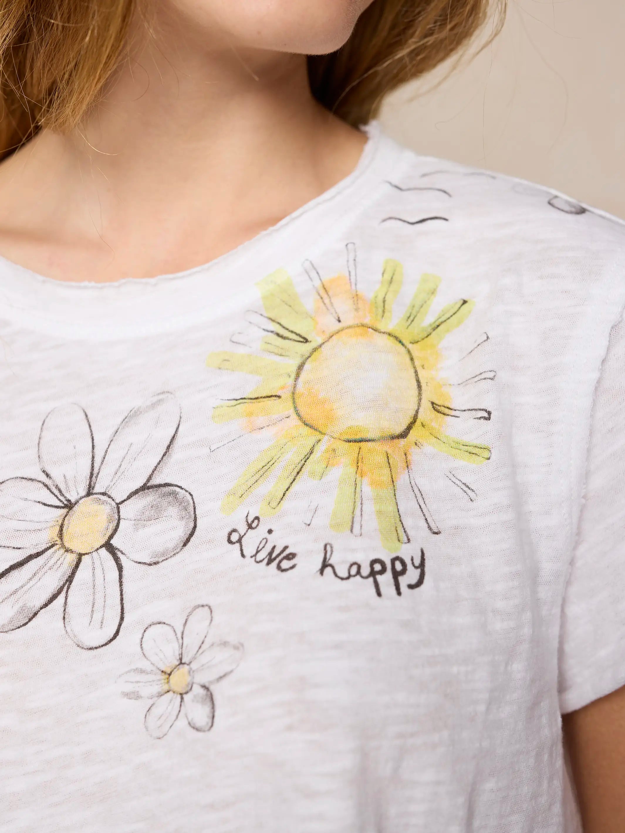 Aiden Cotton Tee - White Live Happy