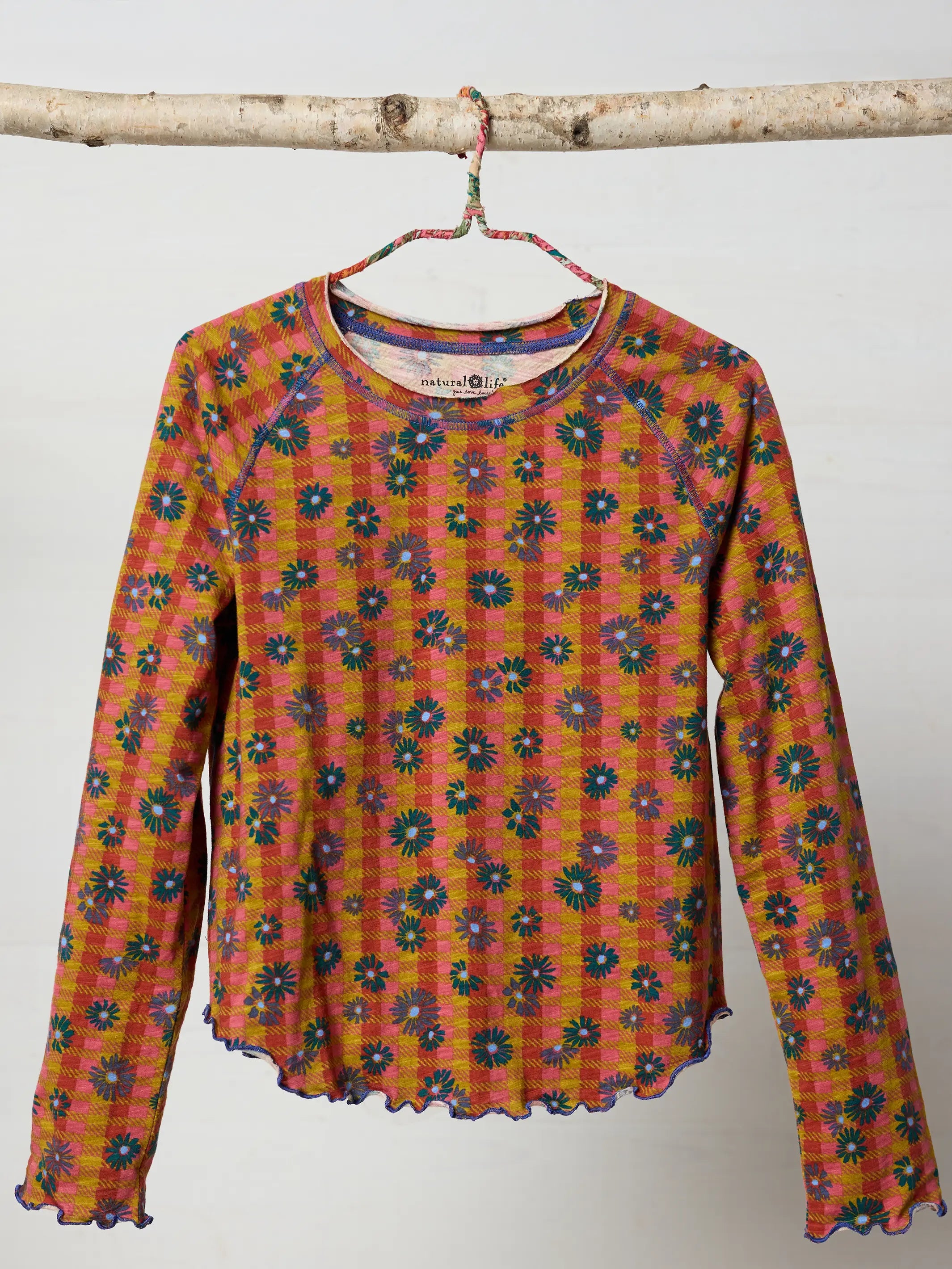 Lily Cotton Long Sleeve Tee Shirt - Hudson Valley Plaid Rust
