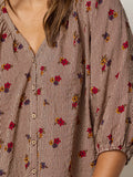 Abby Blouse - Ditsy Garden Stripe